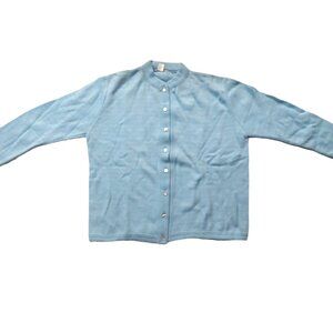 Vintage 1940s -1950s Sky Blue Long Sleeve Knit Cardigan Sweater XL